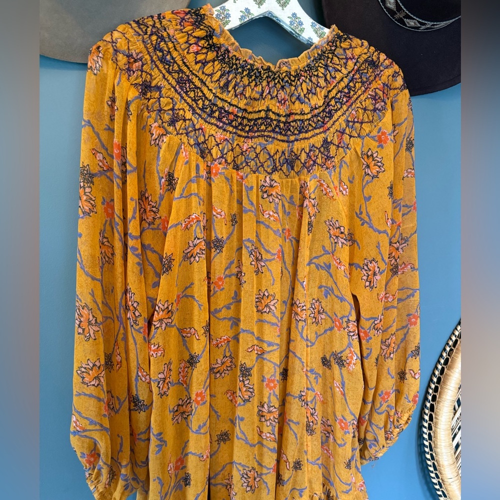 FREE PEOPLE mustard KEEPING UP WITH KARA tunic sz large - Picture 13 of 15